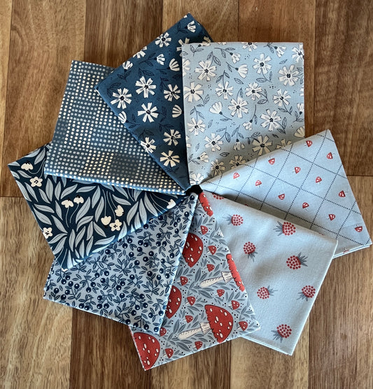 Natures Sketchbook Blues Fat Quarter Bundle by Elena Amo for Moda fabrics