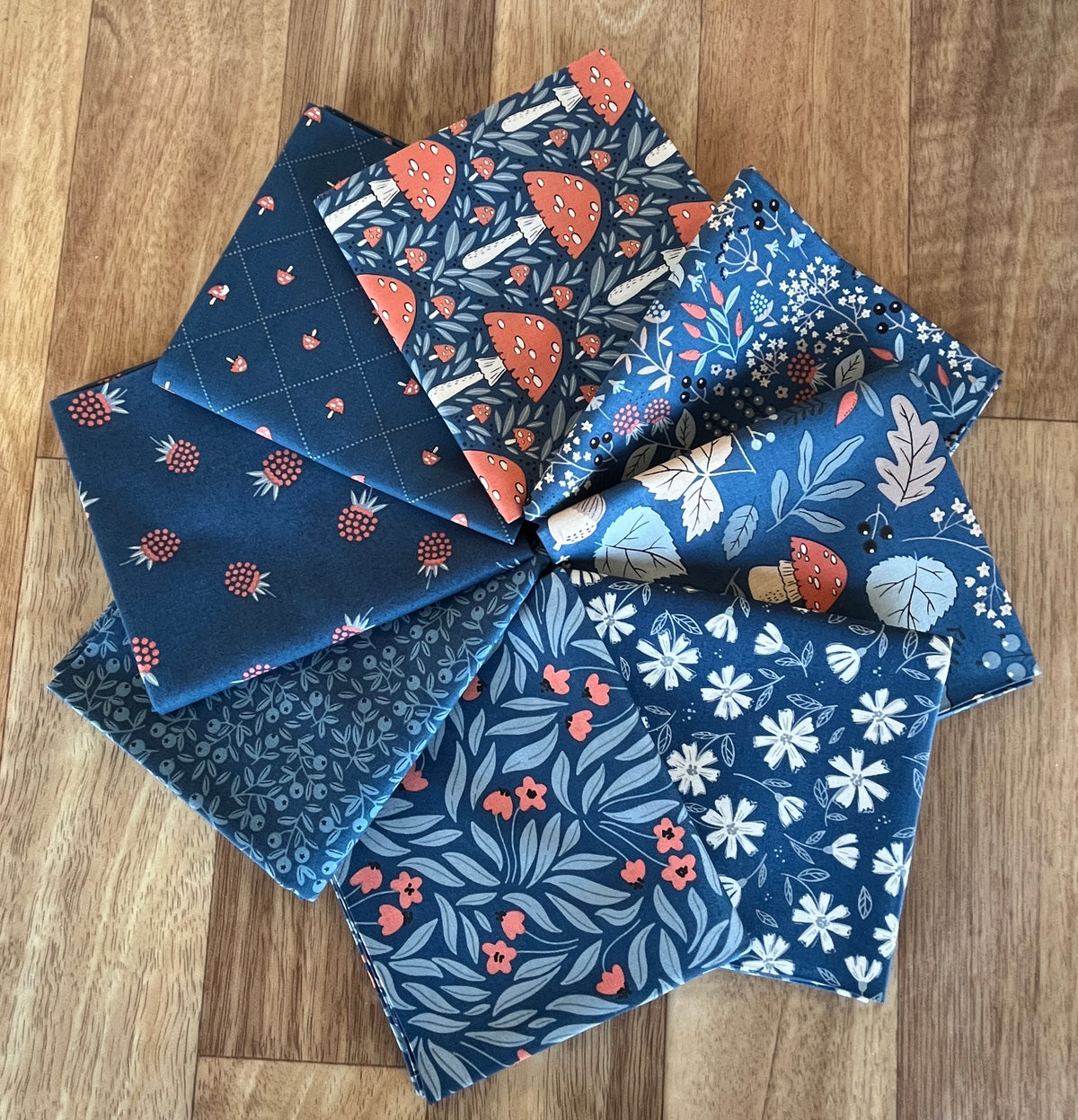 Natures Sketchbook Navy Fat Quarter Bundle by Elena Amo for Moda fabrics