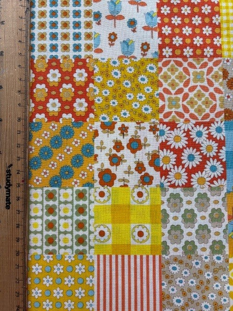Flowers Days 70's Design CHU055-1B Flower Patches Multi by Koko Seki (sold in 25cm increments)