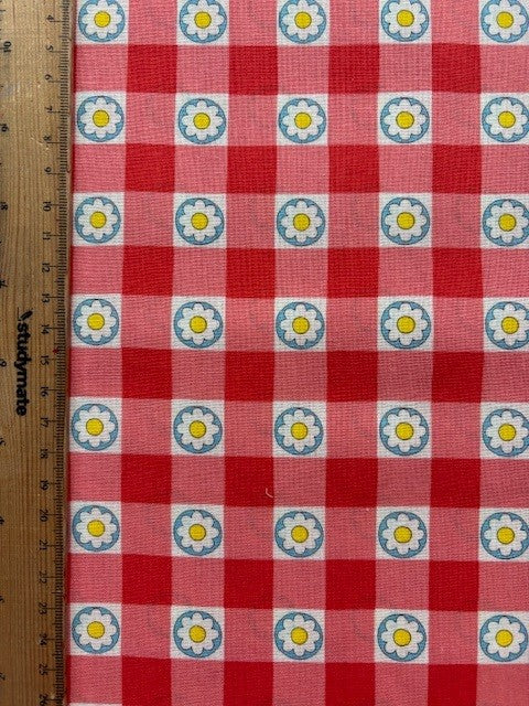 Flowers Days 70's Design CHU055-3A Flower Checks by Koko Seki (sold in 25cm increments)