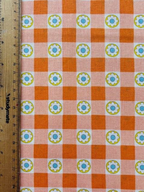 Flowers Days 70's Design CHU055-3C Flower Checks by Koko Seki (sold in 25cm increments)