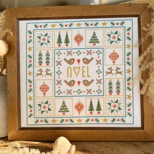 Noel Christmas Patchwork Cross Stitch Kit Historical Sampler Company