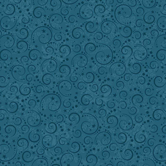 Nordic Holiday Village 3609-77 Mini Swirls Blue by Mary Jane Carey for Henry Glass Fabrics (sold in 25cm increments)