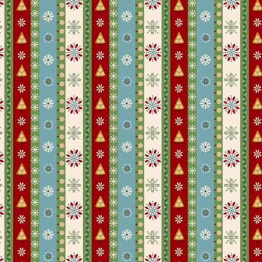 Nordic Holiday Village 3611-17 Mini Stripe Ice Blue by Mary Jane Carey for Henry Glass Fabrics (sold in 25cm increments)