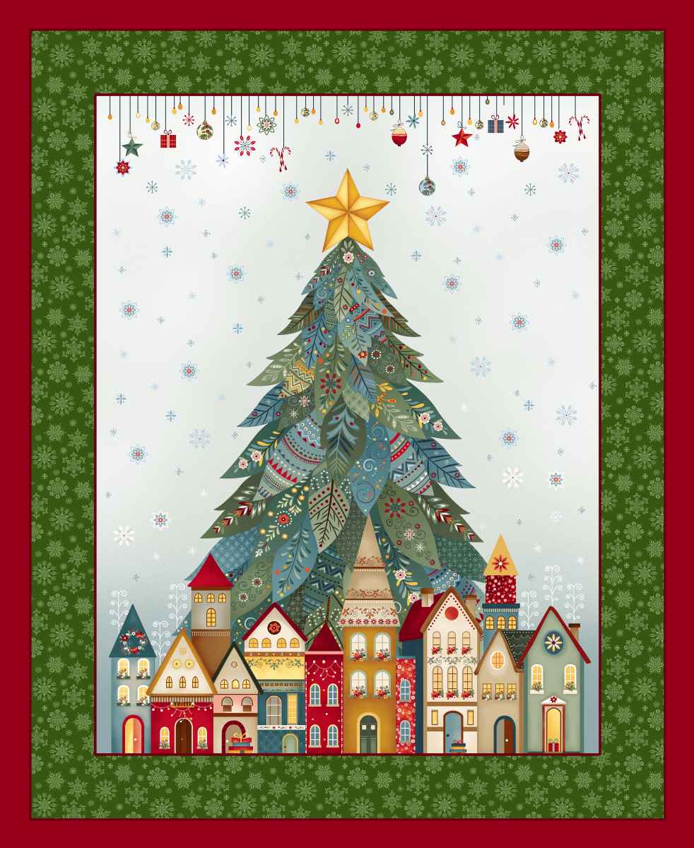 Nordic Holiday Village 3614P-17 Trees Panel by Mary Jane Carey for Henry Glass Fabrics