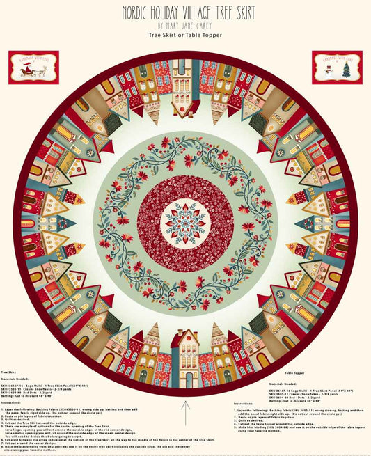 Nordic Holiday Village 3616P-16 Tree Skirt Panel by Mary Jane Carey for Henry Glass Fabrics