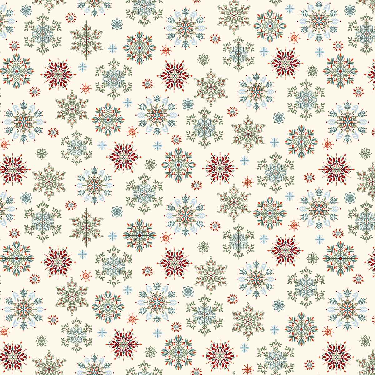 Nordic Holiday Village 3605-11 Snowflakes Cream by Mary Jane Carey for Henry Glass Fabrics (sold in 25cm increments)