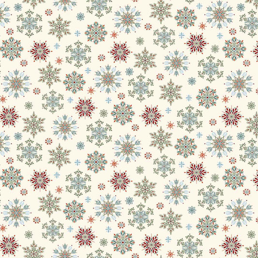 Nordic Holiday Village 3605-11 Snowflakes Cream by Mary Jane Carey for Henry Glass Fabrics (sold in 25cm increments)