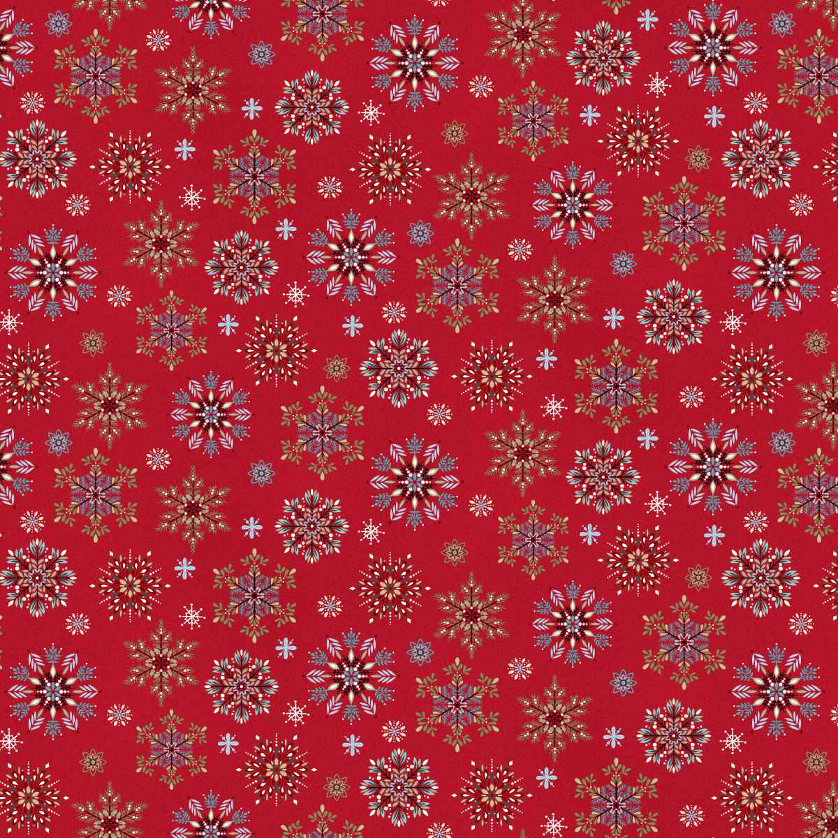 Nordic Holiday Village 3605-89 Snowflakes Red by Mary Jane Carey for Henry Glass Fabrics (sold in 25cm increments)