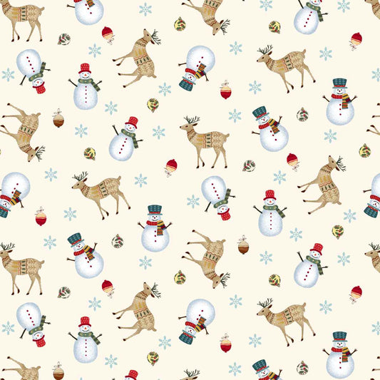 Nordic Holiday Village 3607-44 Tossed Reindeer Cream by Mary Jane Carey for Henry Glass Fabrics (sold in 25cm increments)