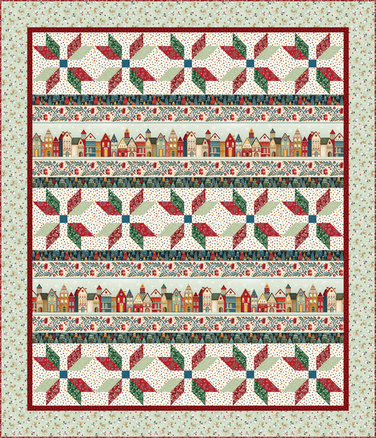 Nordic Star Quilt Kit featuring Nordic Holiday Village by Mary Jane Carey for Henry Glass Fabrics