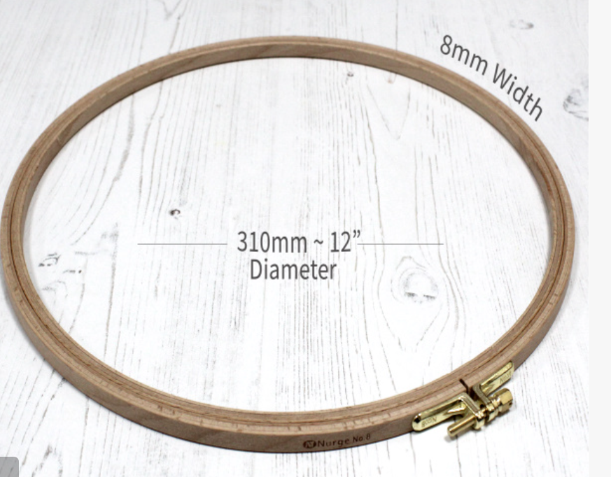 Nurge Embroidery Hoop No 8- Wooden Screwed 8MM Beechwood 12"/310MM