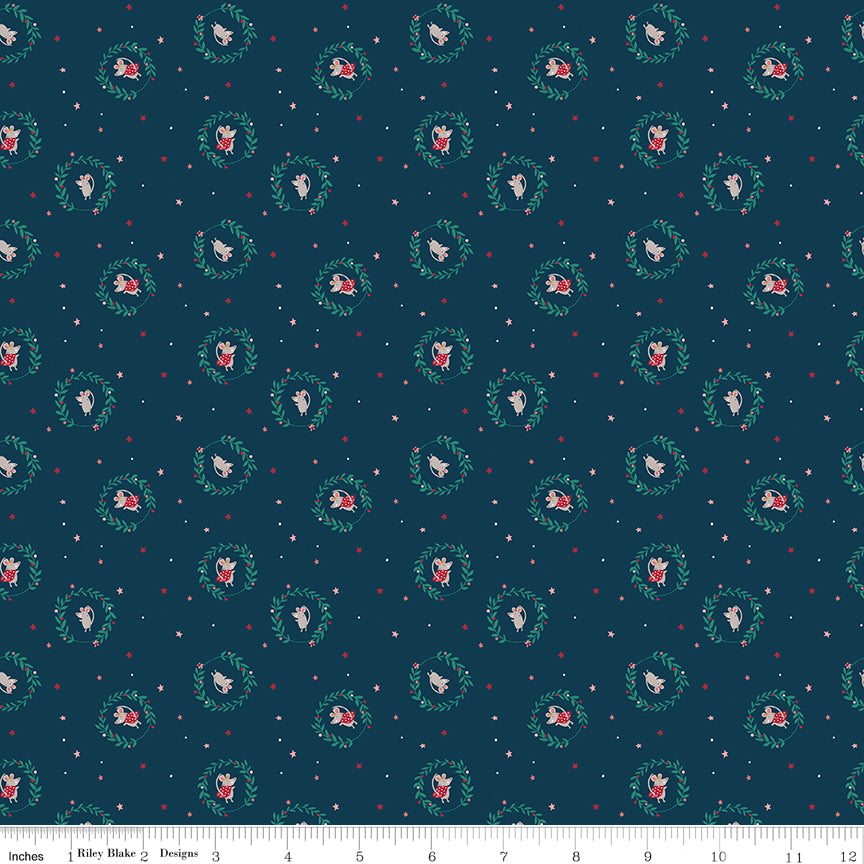 Nutcracker Tradition Christmas Mice C17673-Midnight by Jennifer Long for Riley Blake Fabrics (sold in 25cm increments)