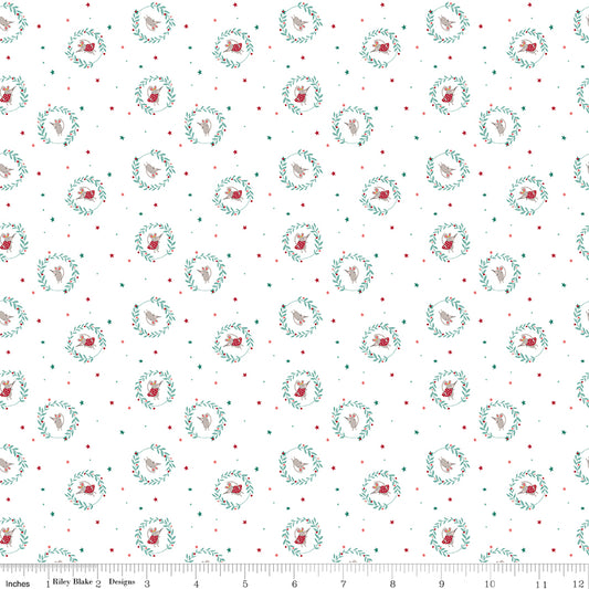 Nutcracker Tradition Christmas Mice C17673-Snow by Jennifer Long for Riley Blake Fabrics (sold in 25cm increments)