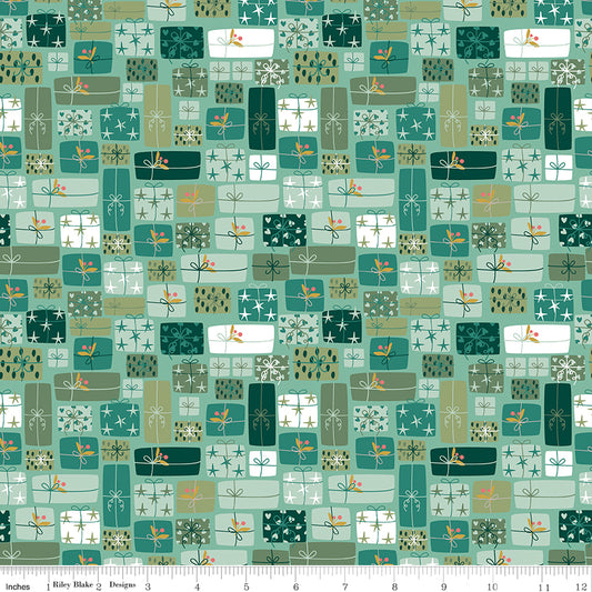 Nutcracker Tradition Gifts of Giving C17675-Spearmint by Jennifer Long for Riley Blake Fabrics (sold in 25cm increments)