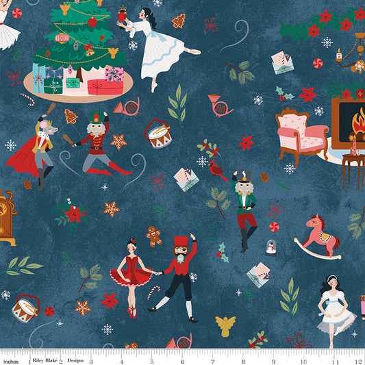 Nutcracker Tradition Main C17670-Midnight by Jennifer Long for Riley Blake Fabrics (sold in 25cm increments)