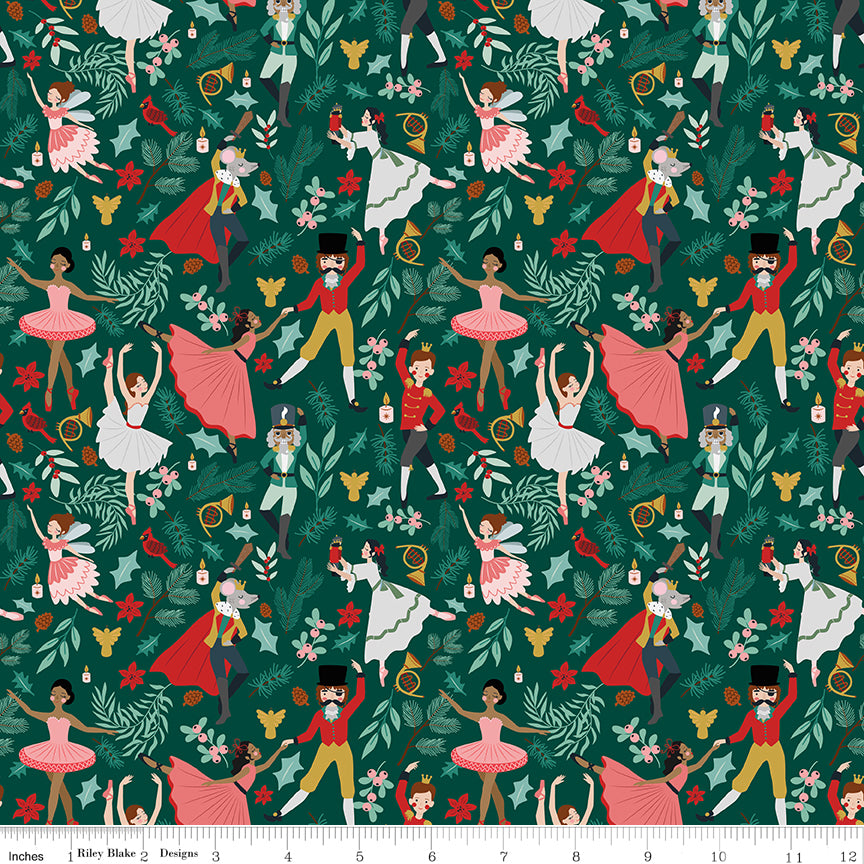 Nutcracker Tradition Storybook C17671-Pine by Jennifer Long for Riley Blake Fabrics (sold in 25cm increments)