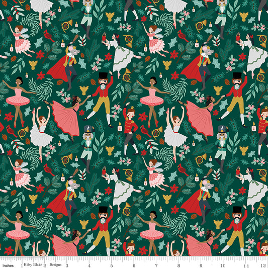Nutcracker Tradition Storybook C17671-Pine by Jennifer Long for Riley Blake Fabrics (sold in 25cm increments)