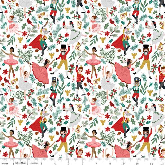 Nutcracker Tradition Storybook C17671-Snow by Jennifer Long for Riley Blake Fabrics (sold in 25cm increments)