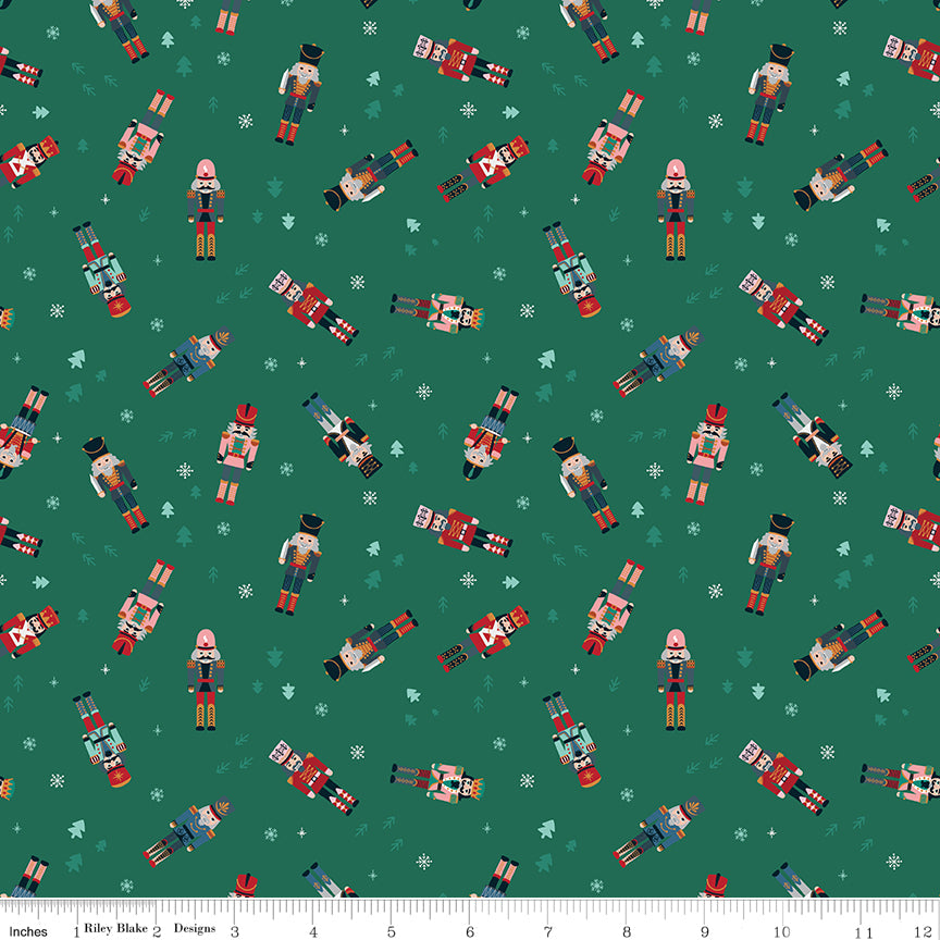 Nutcracker Tradition Nutcracker Toss C17672-Pine by Jennifer Long for Riley Blake Fabrics (sold in 25cm increments)