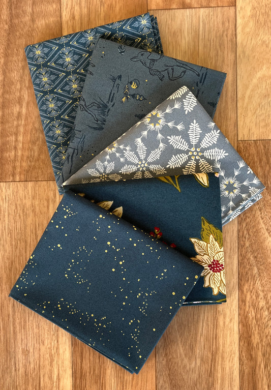 Old World Yuletide Blues Fat Quarter Bundle by Fancy That Design House for Moda Fabrics