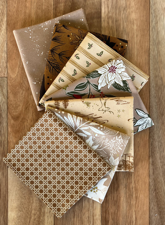 Old World Yuletide Browns Fat Quarter Bundle by Fancy That Design House for Moda Fabrics