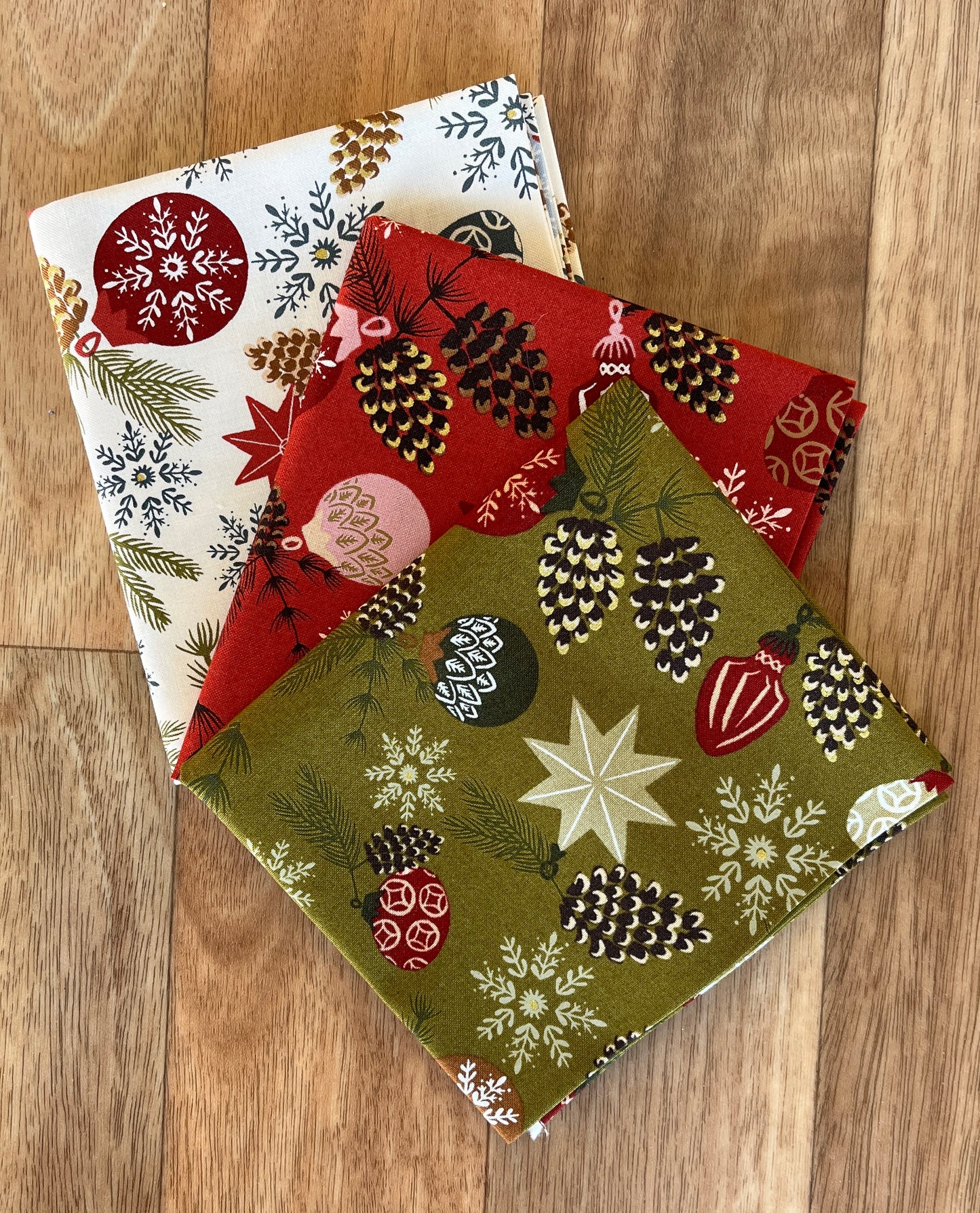 Old World Yuletide Metallic Branch Baubles Fat Quarter Bundle by Fancy That Design House for Moda Fabrics