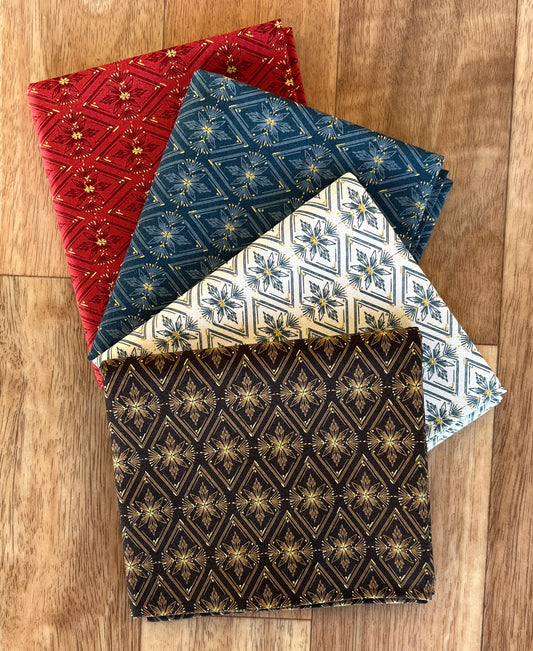 Old World Yuletide Metallic Twinkle Fat Quarter Bundle by Fancy That Design House for Moda Fabrics