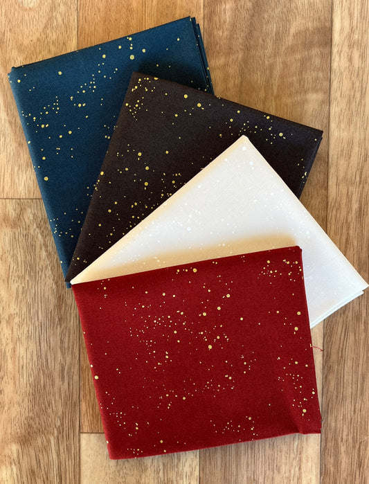 Old World Yuletide Metallic Speckle Sky Fat Quarter Bundle by Fancy That Design House for Moda Fabrics