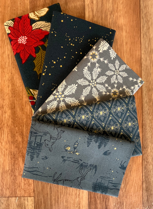 Old World Yuletide Blues Fat Eighth Bundle by Fancy That Design House for Moda Fabrics