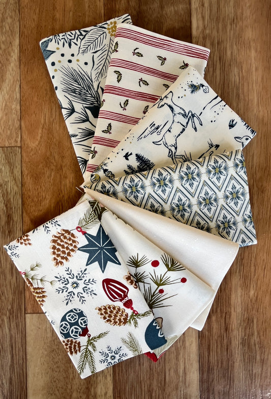 Old World Yuletide Creams Fat Eighth Bundle by Fancy That Design House for Moda Fabrics