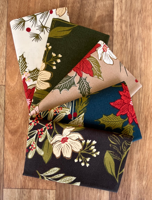 Old World Yuletide Festive Florals Fat Eighth Bundle by Fancy That Design House for Moda Fabrics