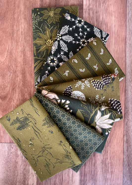 Old World Yuletide Greens Fat Eighth Bundle by Fancy That Design House for Moda Fabrics