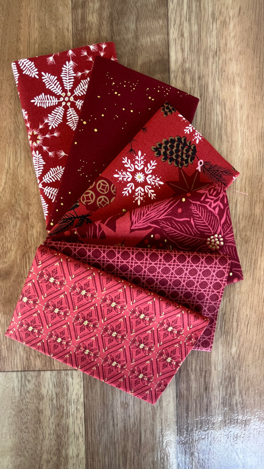 Old World Yuletide Red Fat Eighth Bundle by Fancy That Design House for Moda Fabrics