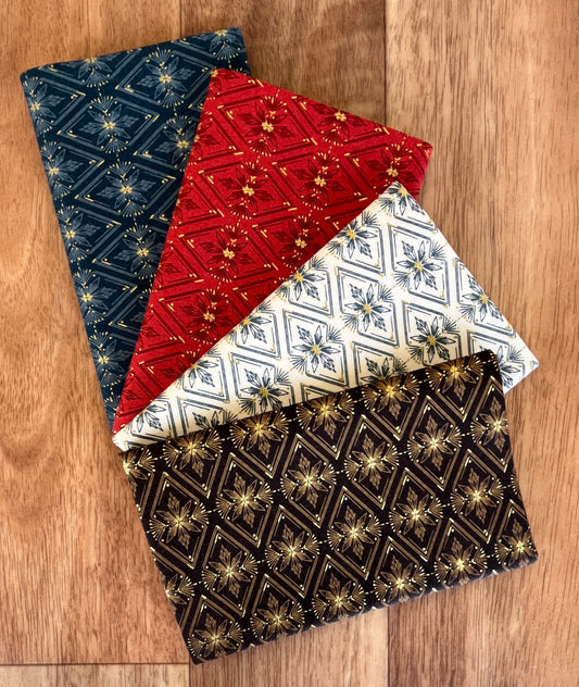 Old World Yuletide Metallic Twinkle Fat Eighth Bundle by Fancy That Design House for Moda Fabrics