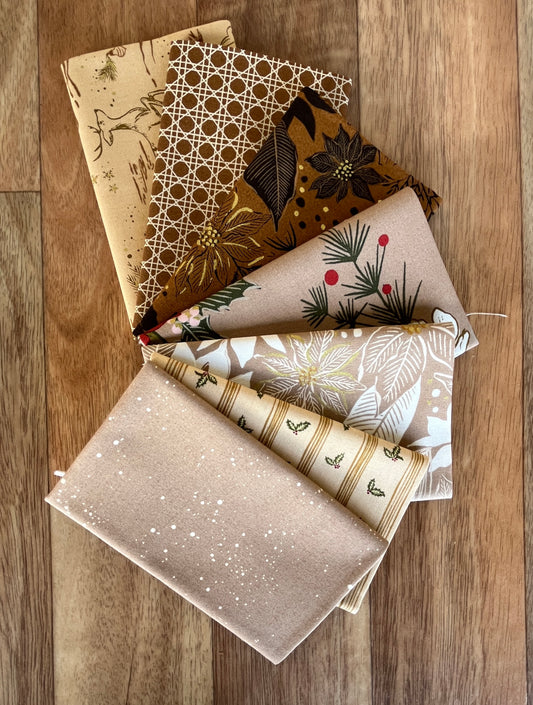 Old World Yuletide Browns Fat Eighth Bundle by Fancy That Design House for Moda Fabrics