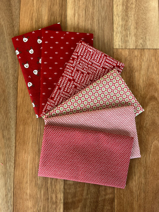 On Dasher Reds Fat Eighth Bundle by Sweetwater for Moda Fabrics