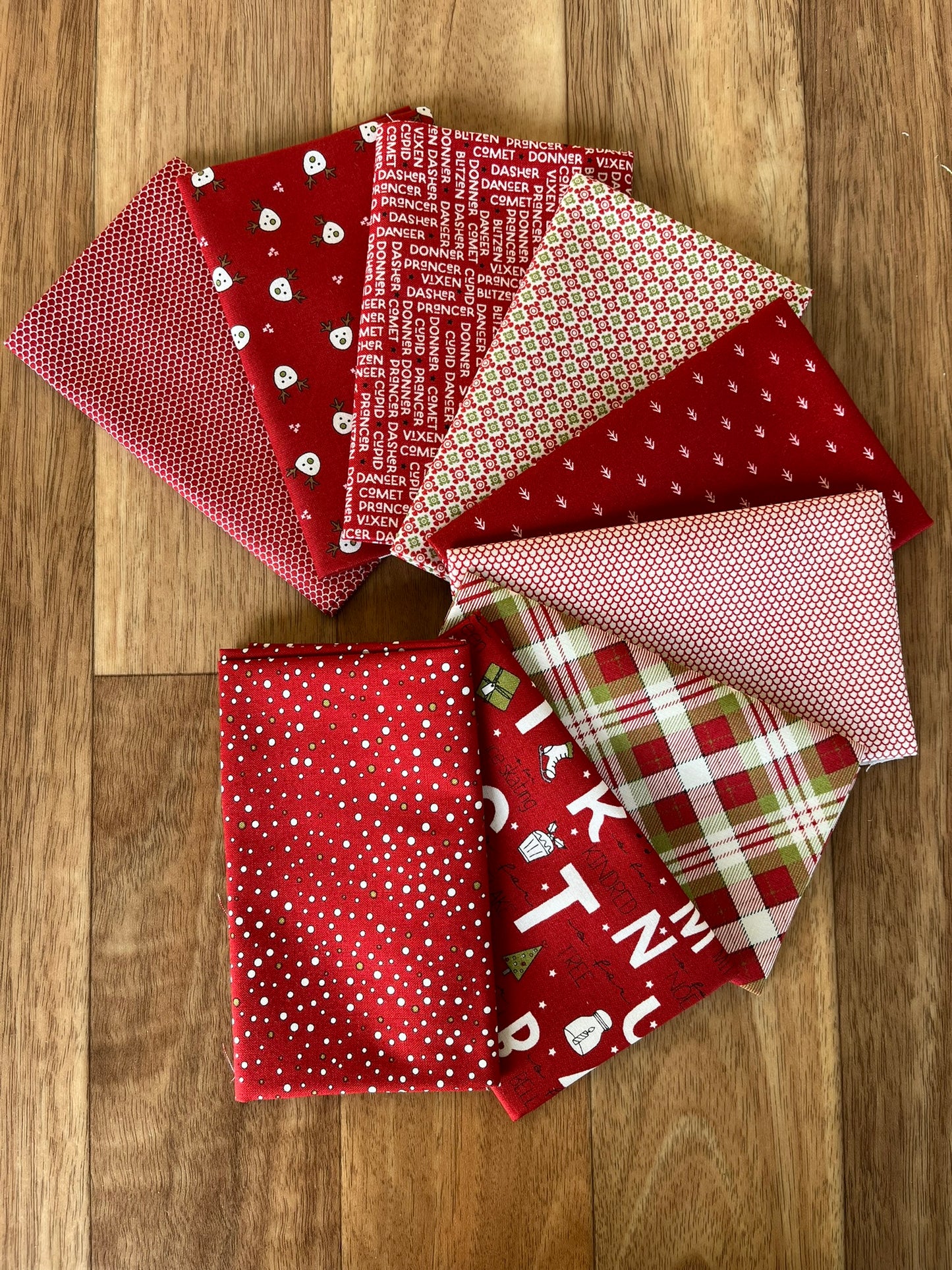 On Dasher Reds Fat Eighth Bundle by Sweetwater for Moda Fabrics