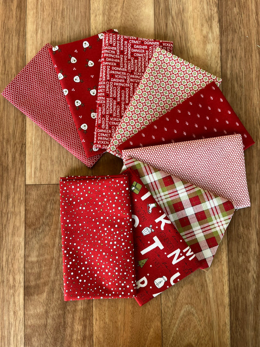 On Dasher Reds Fat Eighth Bundle by Sweetwater for Moda Fabrics