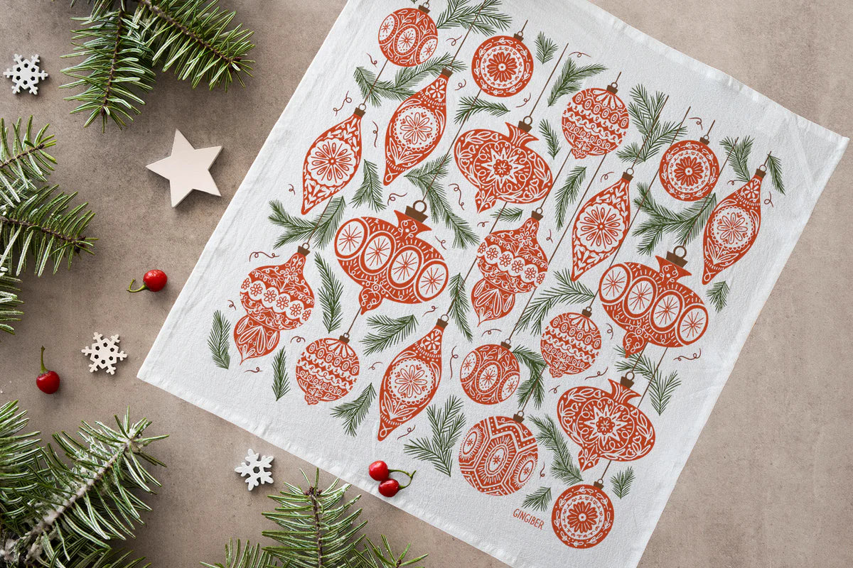 Gingiber Ornament Tea Towel