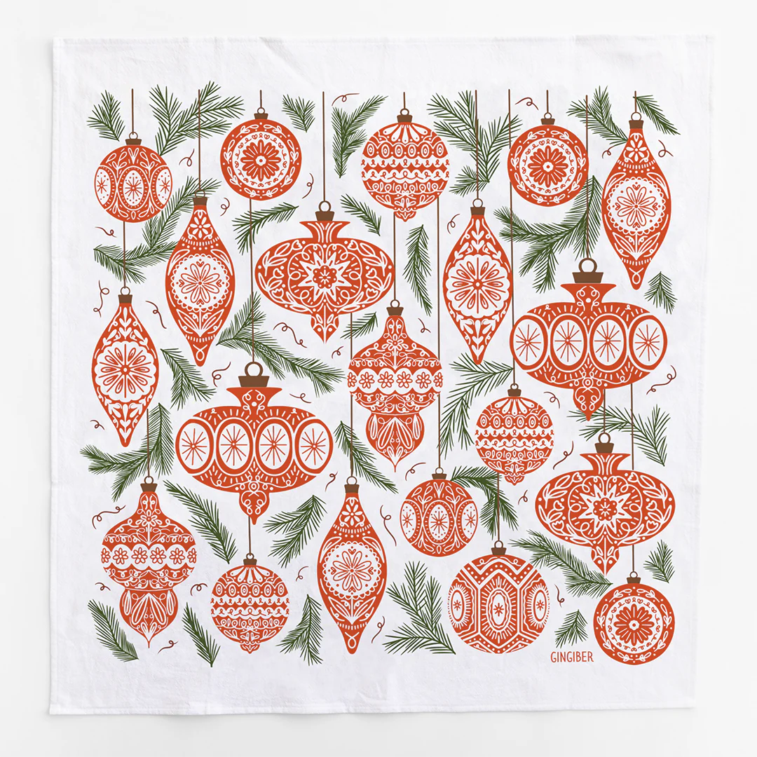 Gingiber Ornament Tea Towel