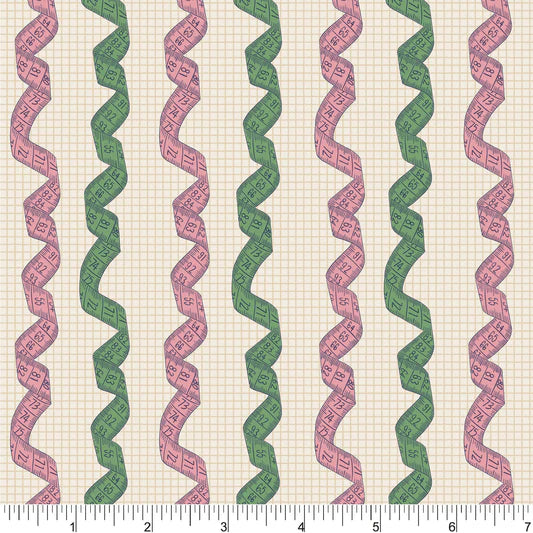 Color Stitch Measure Twice PH0558 by Rebecca Jane Woolbright for Phoebe Fabrics (sold in 25cm increments)