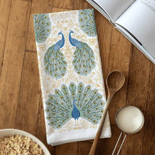 Peacock Tea Towel by Gingiber