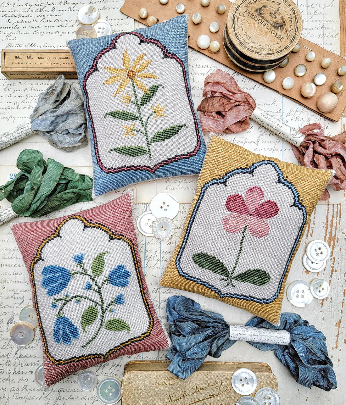 Petal Collection Cross Stitch Pattern Hello from Liz Mathews