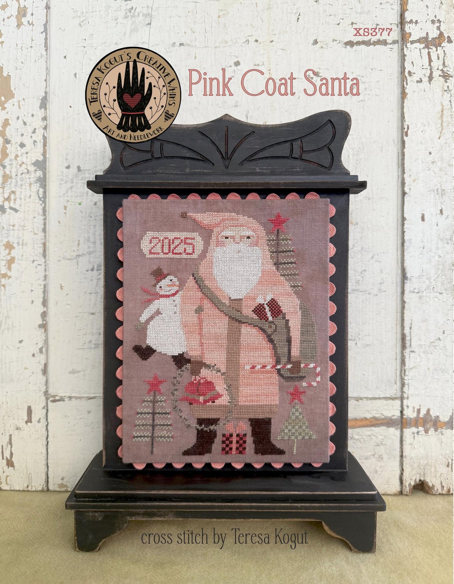 Pink Coat Santa Cross stitch pattern by Teresa Kogut