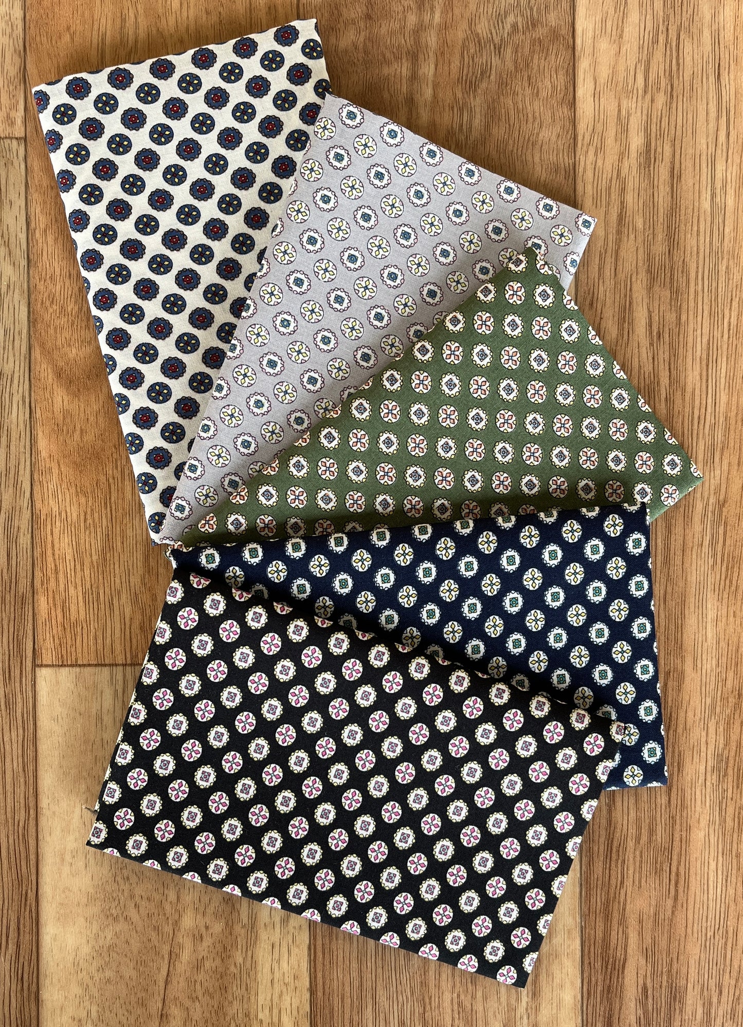 Pocket Square Medallions Fat Eighth Bundle Lawn Fabric by Hokkoh