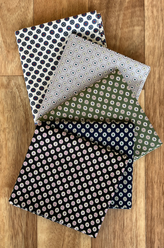 Pocket Square Medallions Fat Quarter Bundle Lawn Fabric by Hokkoh