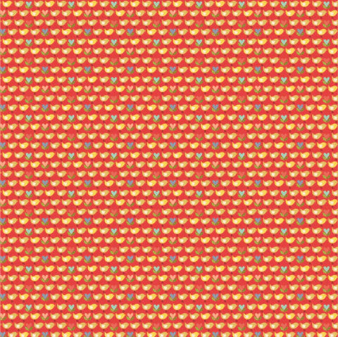 Betsy's Sewing Kit Little Chicks Red BK22113 by Lori Woods for Poppie Cotton (sold in 25cm increments)