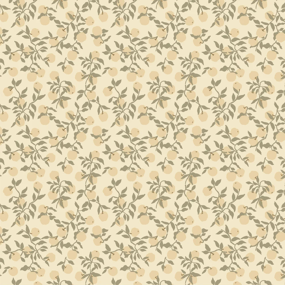 Primrose & Parsley Apples Light Sage PR26833 by Michal Marko for Poppie Cotton (sold in 25cm increments)