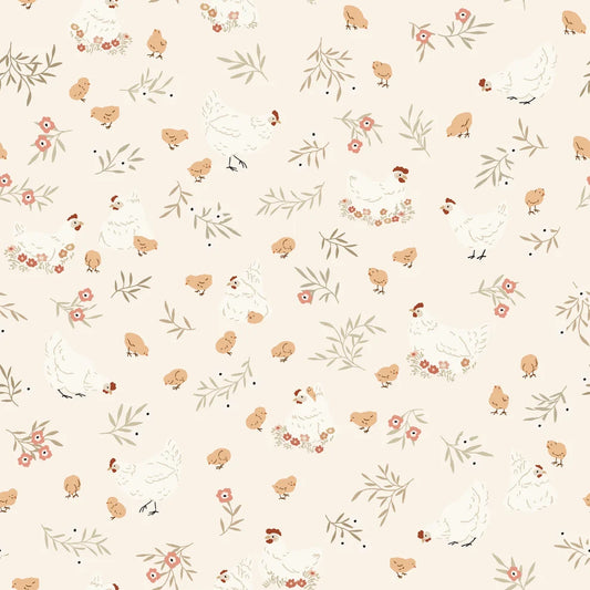 Primrose & Parsley Nesting Beige PR26837 by Michal Marko for Poppie Cotton (sold in 25cm increments)